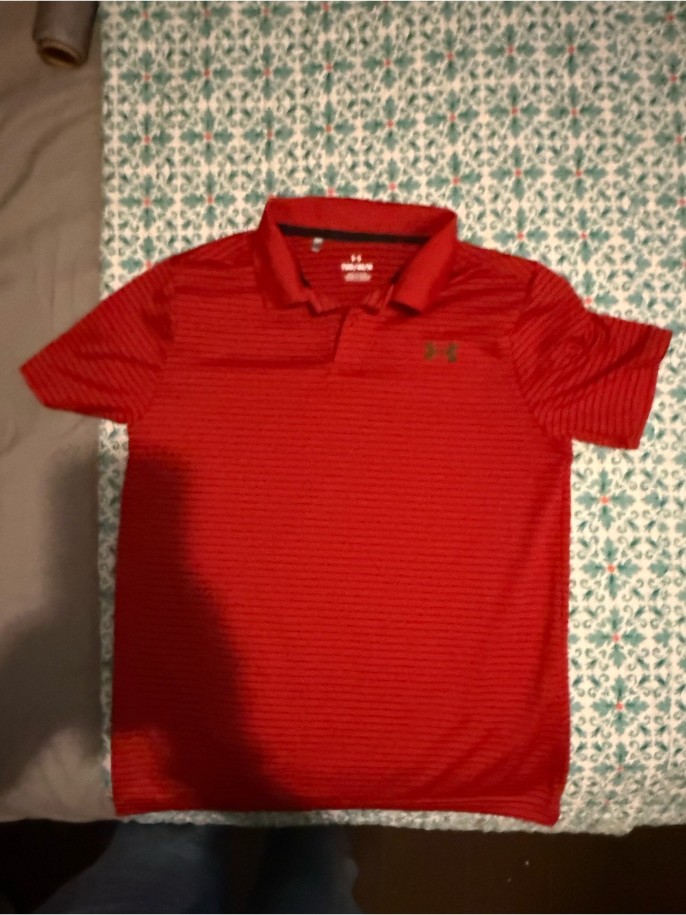Under Armour Red Men’s Short-Sleeve Polo with Subtle Stripe
